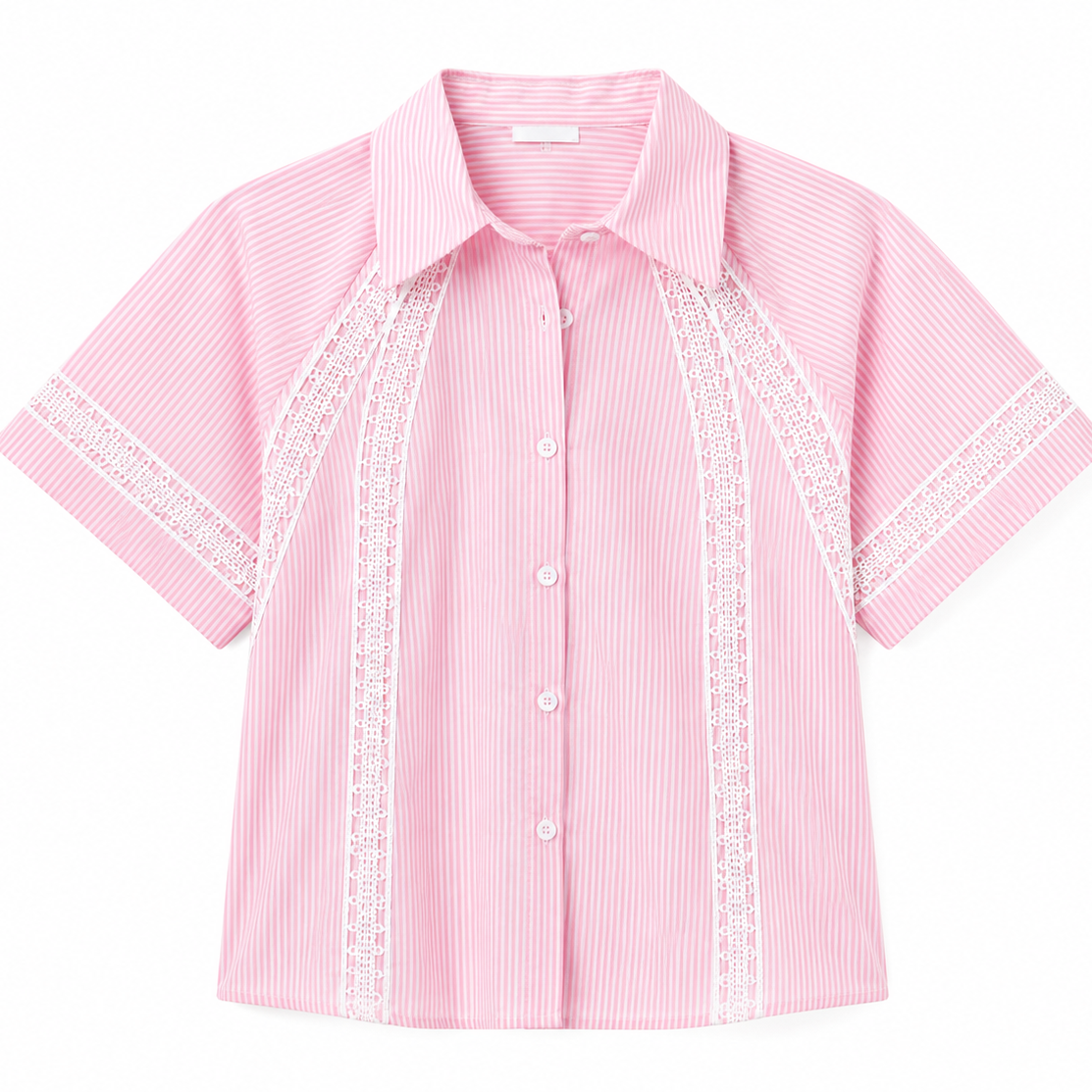 Blusa Rayas Rosa con Encaje | TTS FASHION
