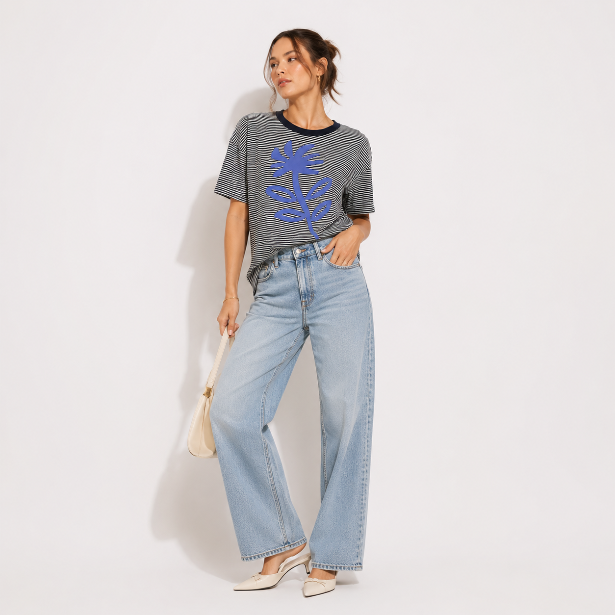 Blusa Rayas con Aplique Floral
