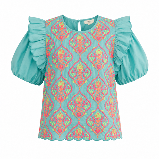 Blusa turquesa bordada | Colorfull bright | TTS FASHION