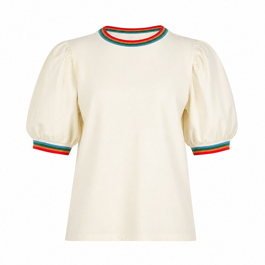 Blusa Crema con detalles multicolor