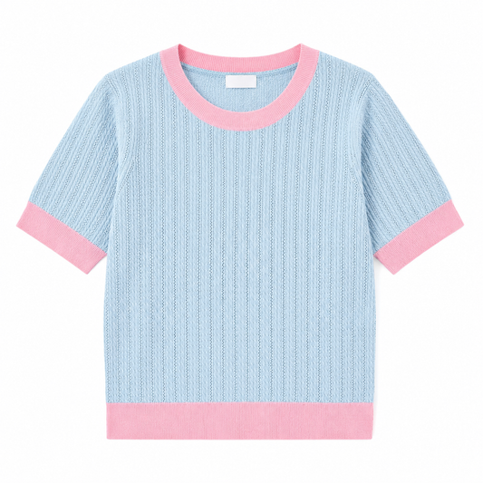 Blusa Knit Azul & Rosa | TTS FASHION