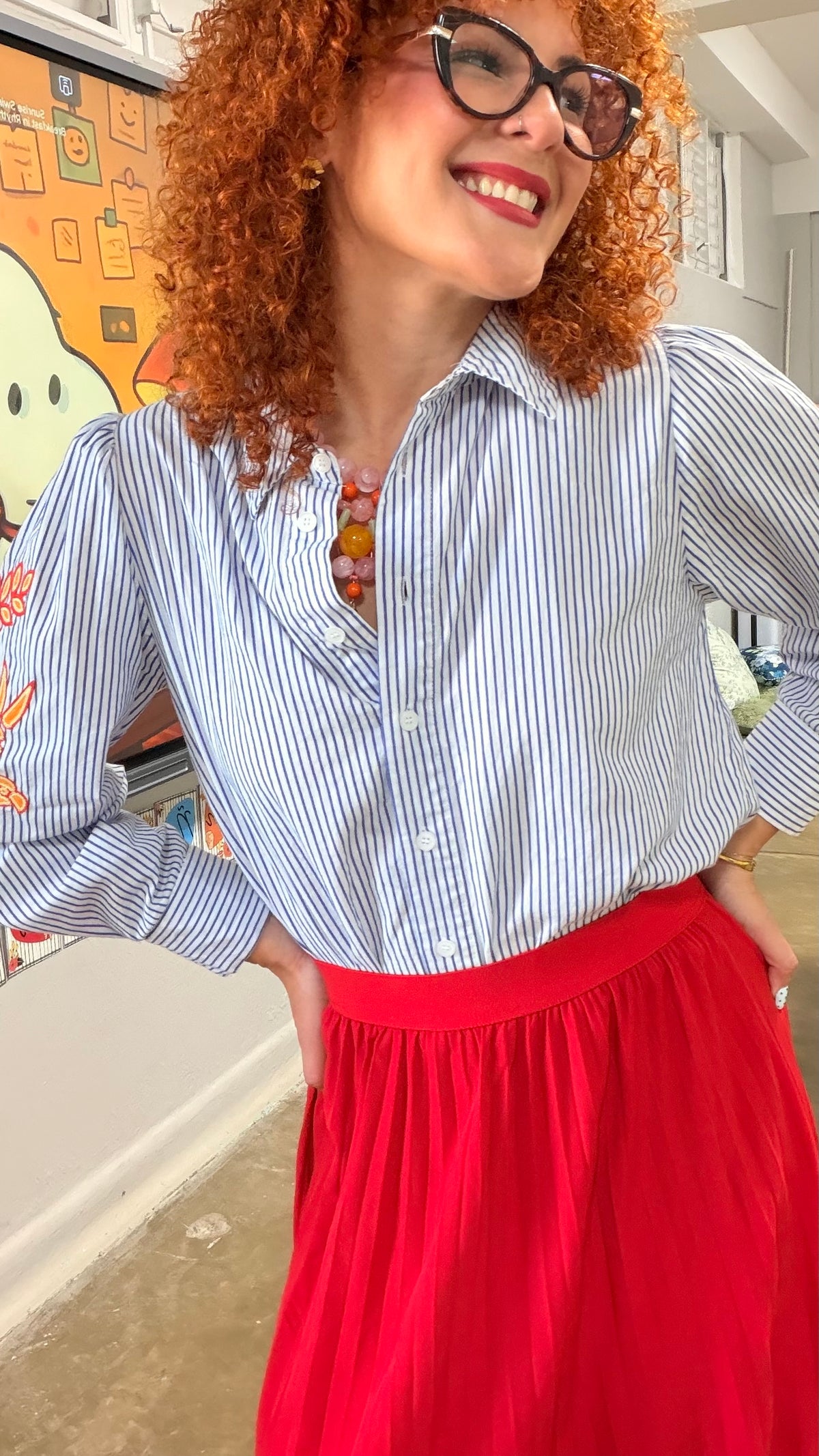 Blusa Blue Stripe Bloom | TTS Fashion