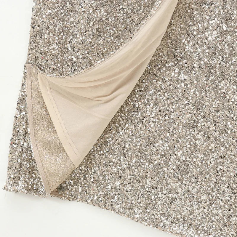 Falda Midi de Lentejuelas con Lazo – brillo |  TTS Fashion