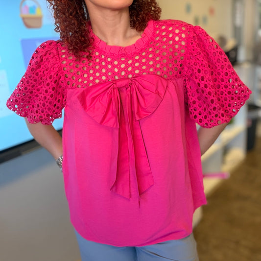 Blusa Fucsia Elegante con Lazo | TTS Fashion