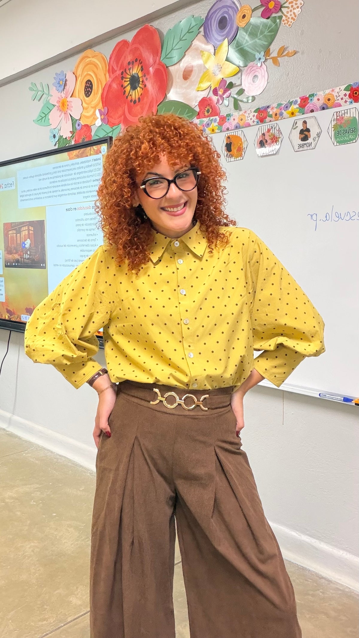 Blusa Mustard Brown Polka dots | TTS Fashion