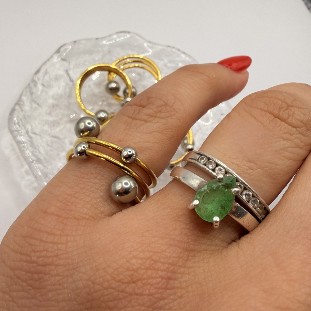 Sortija doble tono en Acero Inoxidable