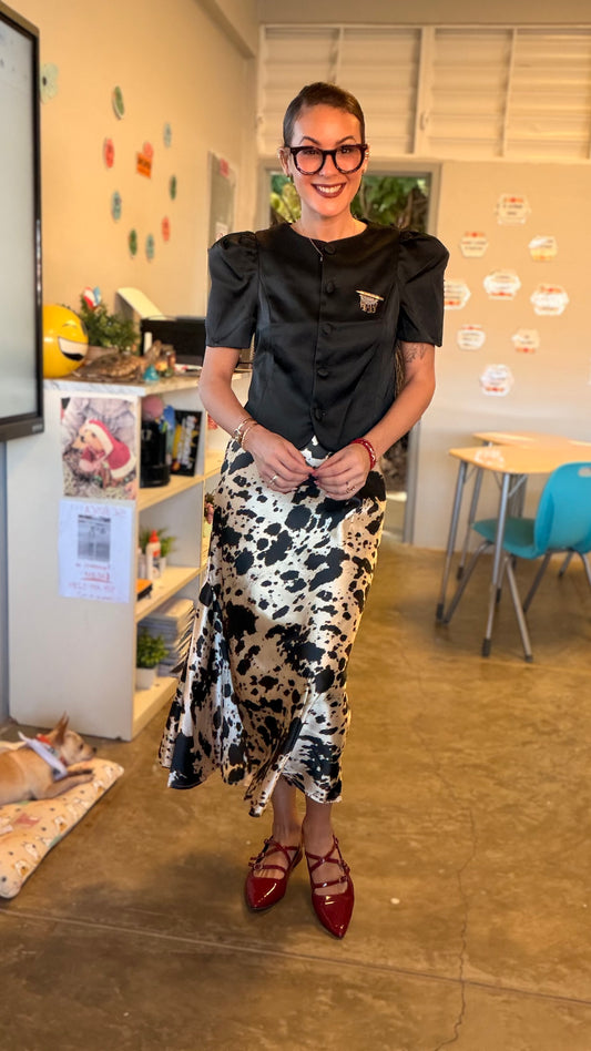 Falda satinada animal print TTS Fashion