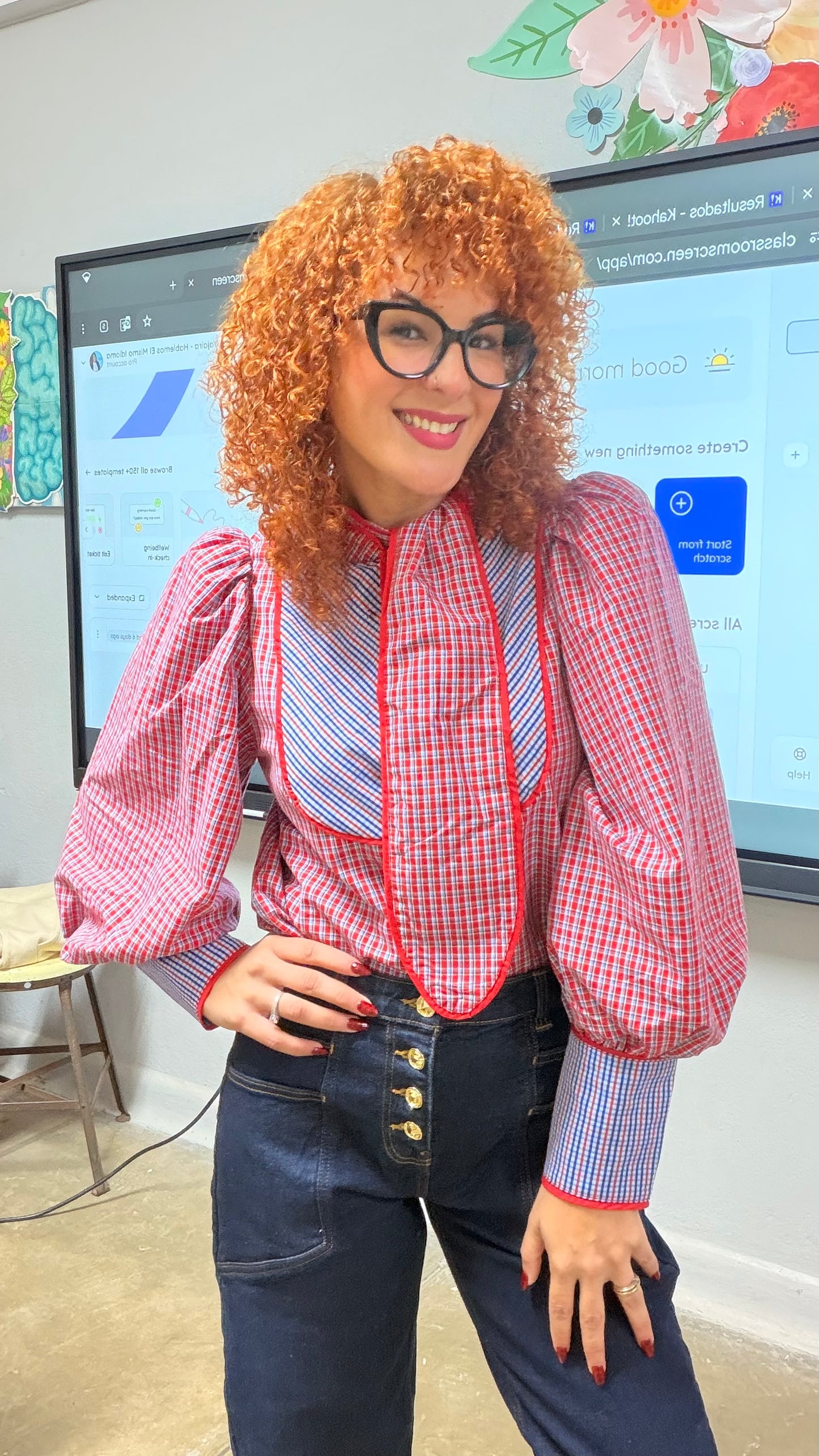Blusa Plaid Tie Neck Statement | TTS Fashion