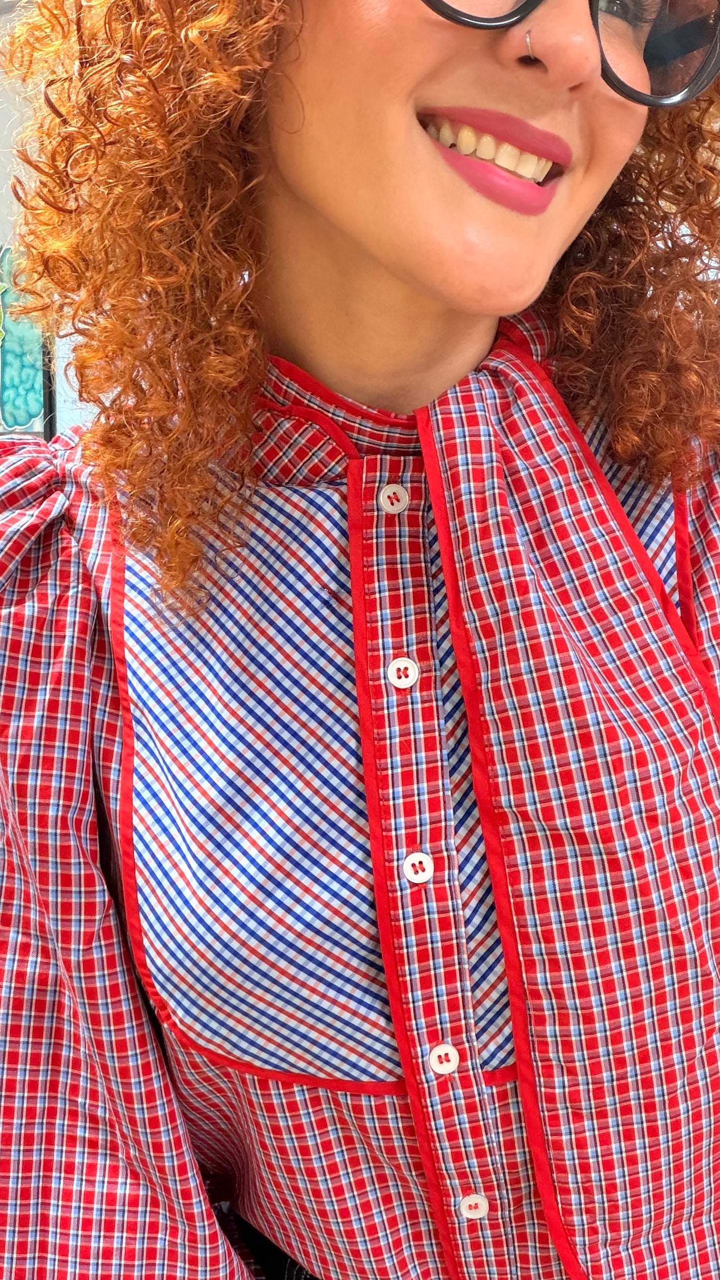 Blusa Plaid Tie Neck Statement | TTS Fashion