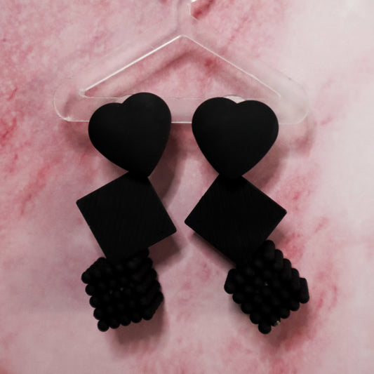 Rubik earrings | Cube and heart shaped earrings