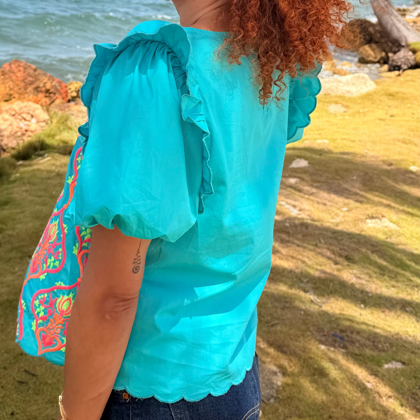 Blusa turquesa bordada | Colorfull bright | TTS FASHION