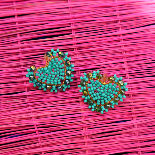 Anais | Aqua Heart Earrings