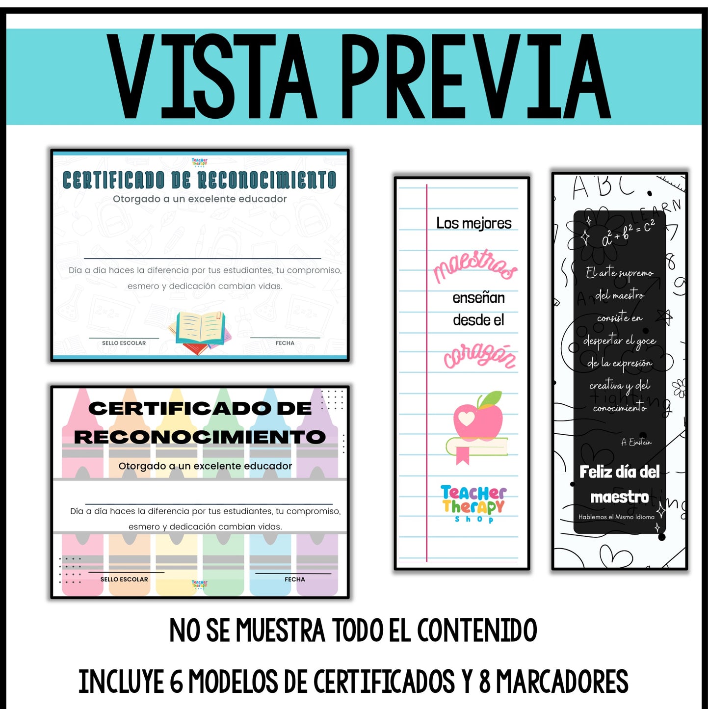 Certificates of recognition | Teacher appreciation EDITABLE award in SPANISH