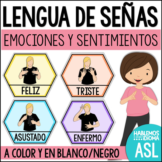 Emociones y sentimientos Afiches lengua de señas | Feelings and emotions SPANISH