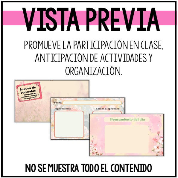 Daily class | Editable templates | Spanish daily activities