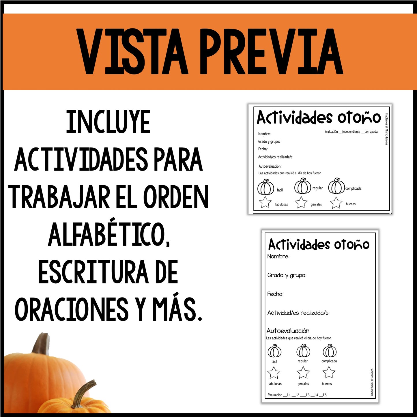 Actividades para trabajar la lectoescritura y comprensión en otoño