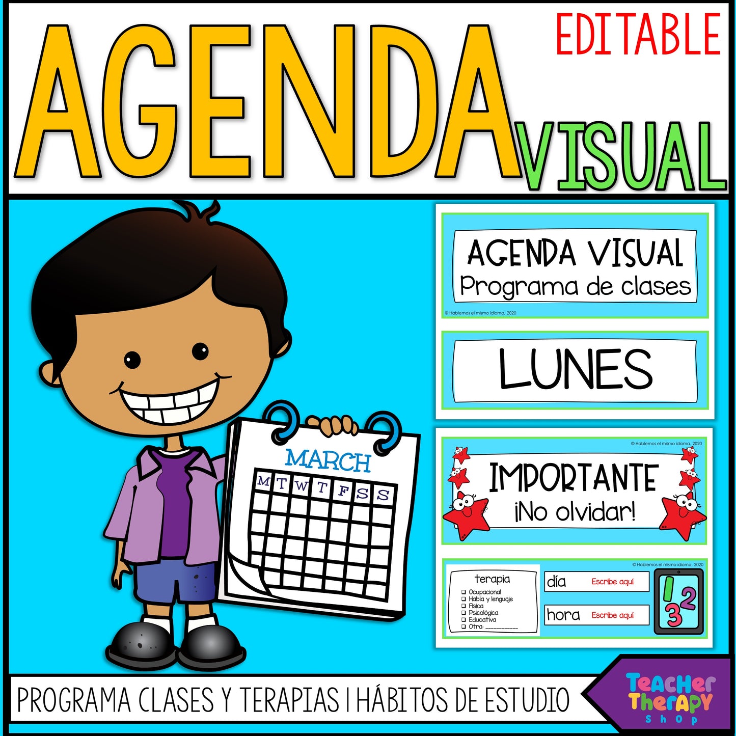 Agenda visual | Hábitos de estudio | Programa de clases y terapias