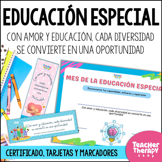 Mes educación especial 2023 | Certificados, marcadores y tarjetas