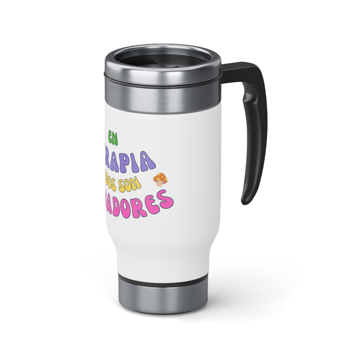 Groovy Stainless Steel Travel Mug with Handle, 14oz