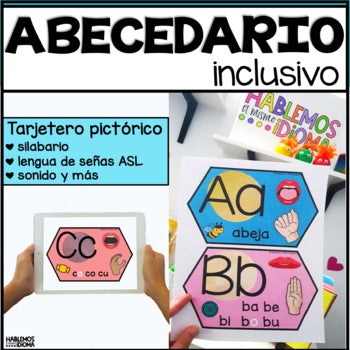 Silabario pictórico | Tarjetero del abecedario y fonemas | ASL SPANISH ALPHABET POSTERS