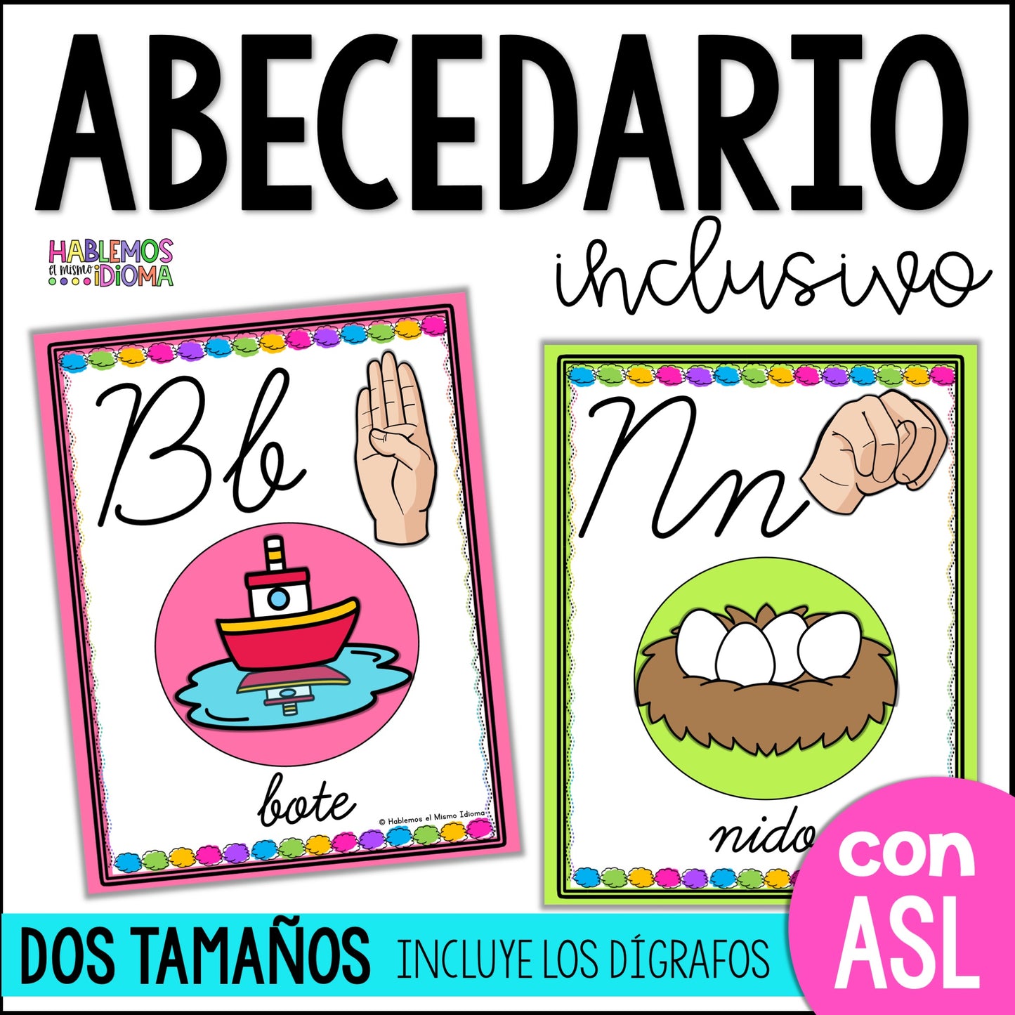 Inclusive alphabet | ABC posters in colorfull cursive