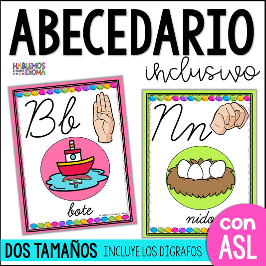 Abecedario inclusivo | Carteles del ABC en cursivo colorfull