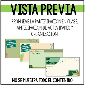 Clase diaria | Plantillas editables | Spanish daily activities