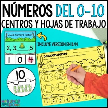 Números del 0-10 hojas de trabajo y manipulativos | ASL NUMBERS SPANISH