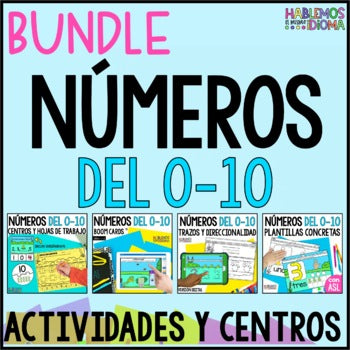 Números del 0-10 hojas de trabajo y manipulativos | ASL NUMBERS SPANISH